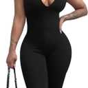 Mrskoala Women Summer Jumpsuits One Piece Dressy Short Sleeve Casual Zipper Romper Black XL (Black, XL)