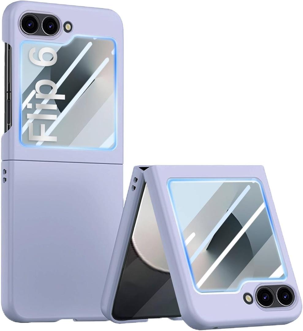 STORMTAL for Samsung Galaxy Z Flip 6 Case with Built-in Cover Screen Protector, Ultra-Thin, Anti-Scratches, Shockproof, Wireless Charging, Full Body Protective Cover for Galaxy Z Flip6 Purple