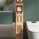AmazerBath Toilet Paper Storage Cabinet Bamboo, Toilet Paper Holder with Storage for Small Spaces, Slim Bathroom Storage Cabinet, 33x7.3x6.5 Inches