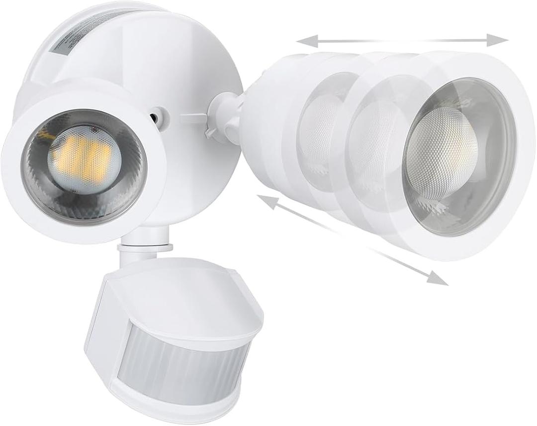 LEONLITE 25W LED Security Light Outdoor Motion Sensor 5000K White | 30°-80° Beam Angle Adjustable Motion Flood Lights for Outside, Dual-Head Security Light, Wet Location, ETL Listed, Daylight