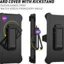 Heavy Duty Rugged Case for iPhone 16 (2024), 3-Layer Super Full Protection with Kickstand, Belt Clip Holster (Black with Clip)