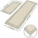 Sage Green Vintage Boho Elegance Frame Kitchen Rug Sets [2 PCs], Anti-Fatigue, Waterproof Non-Slip Kitchen Mats Heavy Duty Comfort Foam Rug for Kitchen, Floor, Laundry,17"x29"+17"x47", 17.3"x29"+17.3"x47"-0.4"H