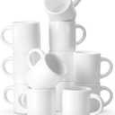 Roshtia 12 Pieces 3 oz Espresso Mugs Espresso Cups Mini Coffee Mugs with Handles Porcelain Coffee Cups Ceramic Smooth Demitasse for Tea Drinks Cocoa Milk Water (White)