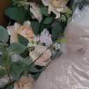 Ling's moment Wedding Arch Flowers with Drapes Kit-Pack of 5, 2pcs Flower Arrangements 3pcs Sheer Hanging Drapes White Ceremony Arbor Backdrop Artificial Rose Floral Decorations, Blush Cream