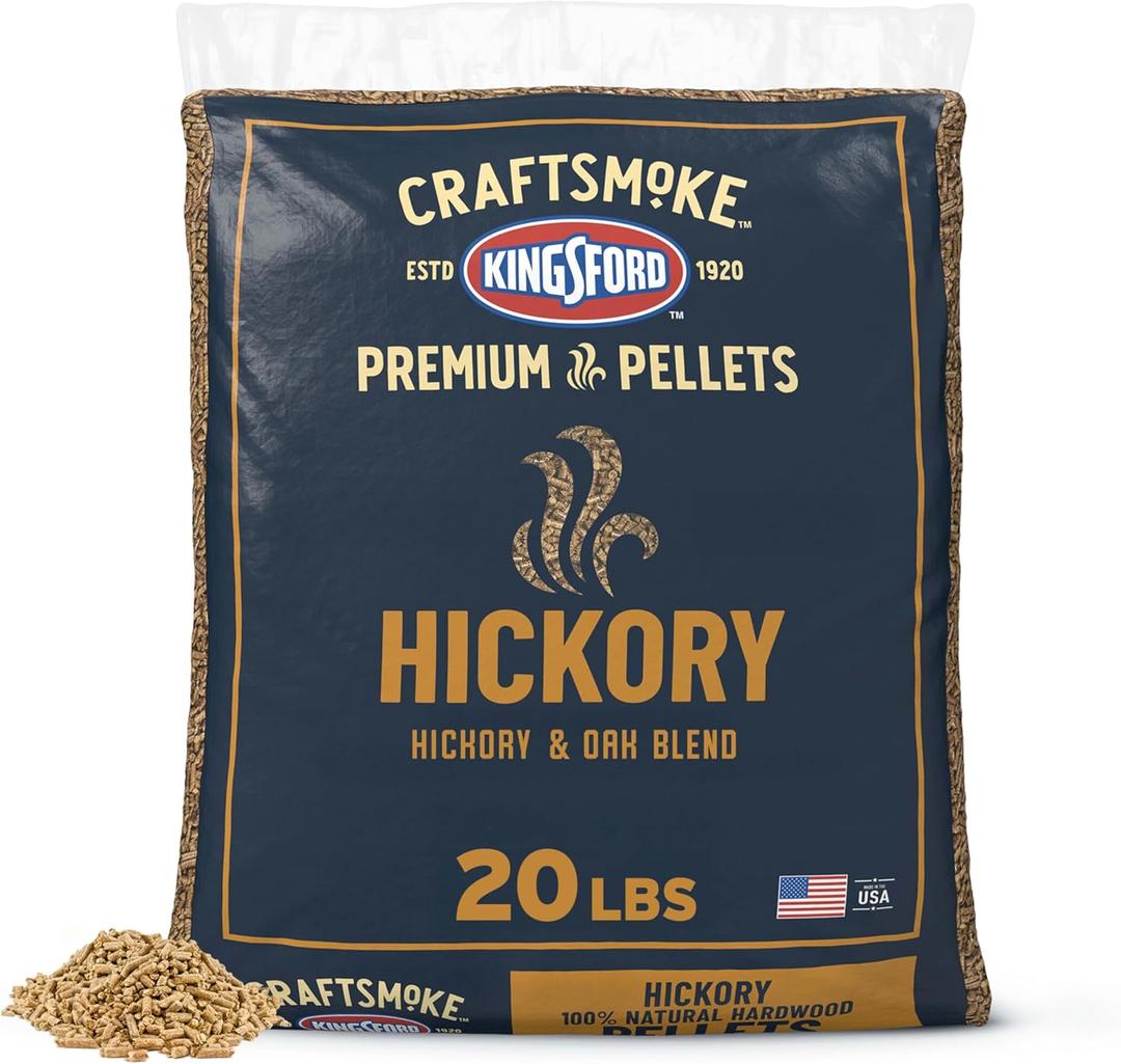 Kingsford Craftsmoke Premium Grilling Wood Pellets, Hickory BBQ Pellets for Grilling, 100% Natural Hardwood, 20 pounds