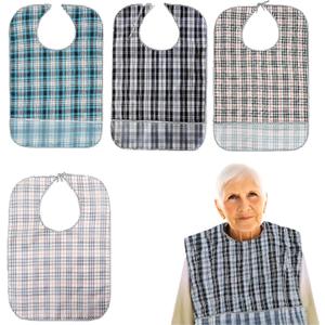 Moodmoon Adult Bibs,3 Pack Unisex Adult Bibs for Elderly Women Men, Waterproof Bib for Eating,Adjustable Waterproof Reusable
