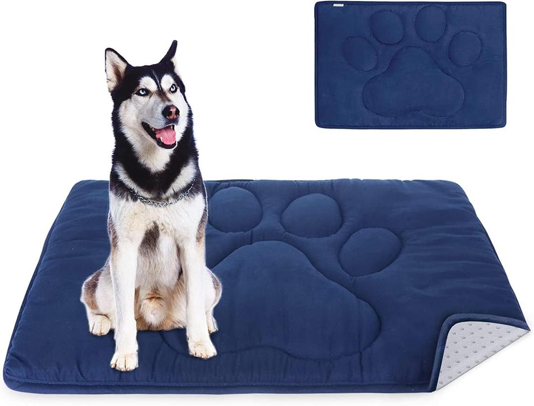 Dog Crate Pad(28"x 42"), Mats for Sleeping, Breathable Crate Bed Kennel Pad,Dark Colored to Hide StainsWashable Dog Bed Crate Mat, Navy