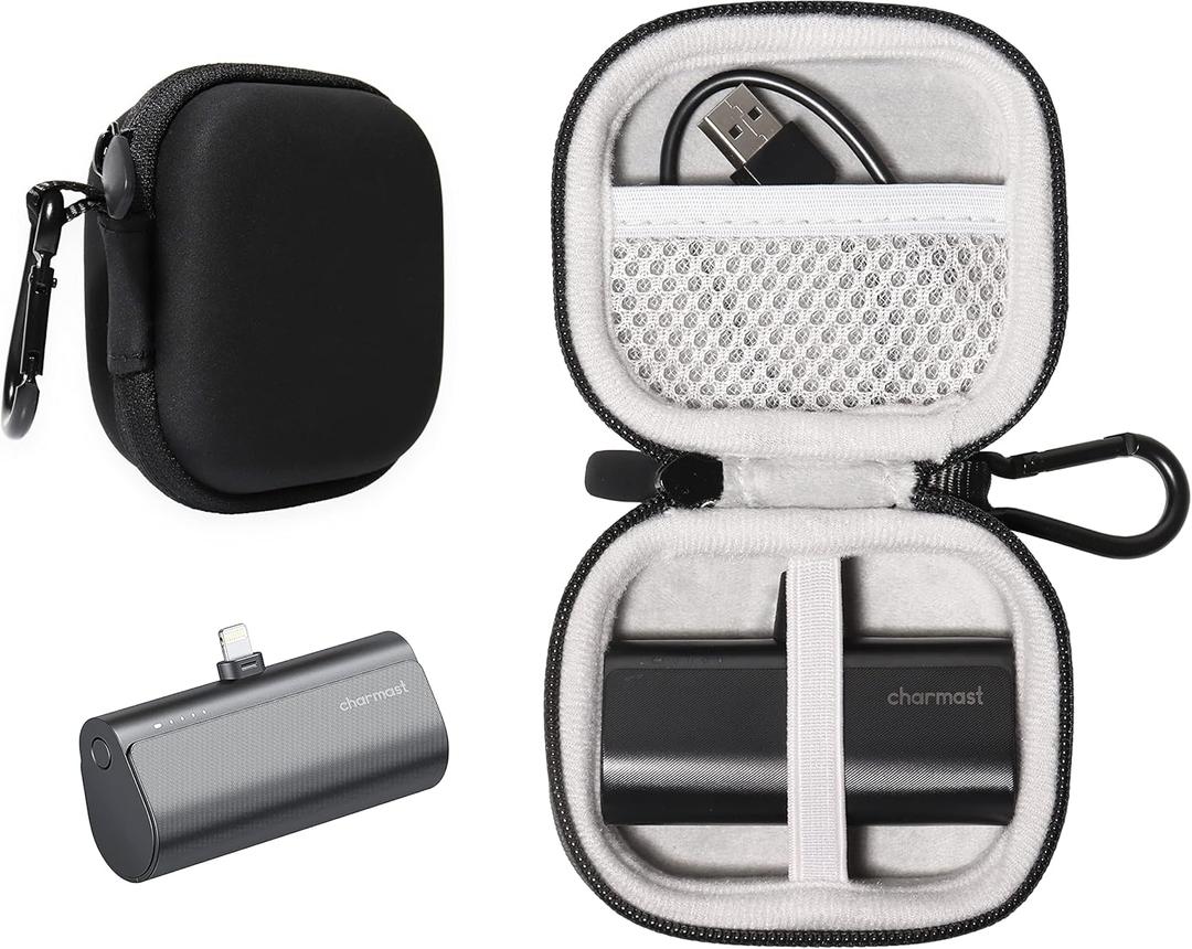 getgear Travel Case for Small Portable Charger Like Charmsast, KKD, VEGER, Feob, YHO, VRURC (Matte Black)