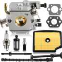 Carbhub MS200 Carburetor for Stihl MS200 MS200T 020T 020 Chainsaw Carb with Air Filter Fuel Line Hose, C1Q-S126B Carburetor Replace 1129 120 0653, MS200T Carburetor