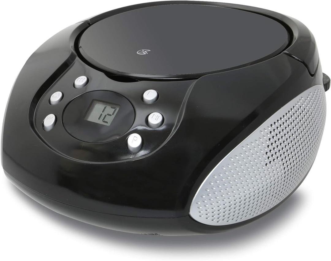 GPX, Inc. Portable Top-Loading CD Boombox with AM/FM Radio and 3.5mm Line in for MP3 Device - Black