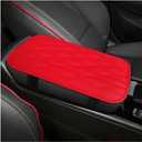 Car Center Console Cover, PU Leather Waterproof Vehicle Armrest Seat Box Cover Cushion Pad, Non Slip Soft Automotive Middle Console Protector, Universal for SUV RV Truck (Red)