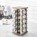 Kamenstein 20 Jar Vintage Spice Rack with Spices Included, Revolving Countertop Spice Organizer with Glass Jars, Labeled Caps, Removable Sifter Discs