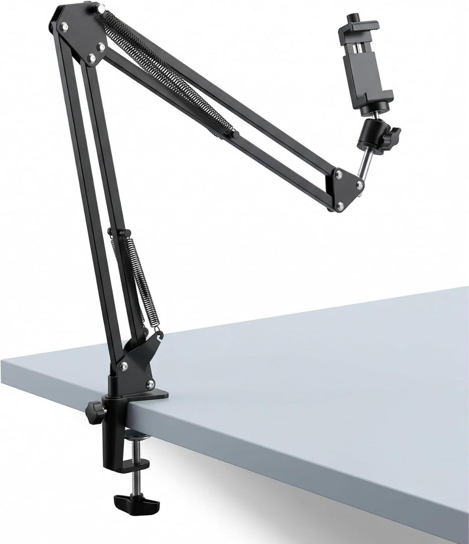 Overhead Phone Mount with Table Clamp – Stable Top-Down Phone Holder for Drawing, Tracing, Filming & Crafts – Adjustable Desk Clamp Stand for Creators