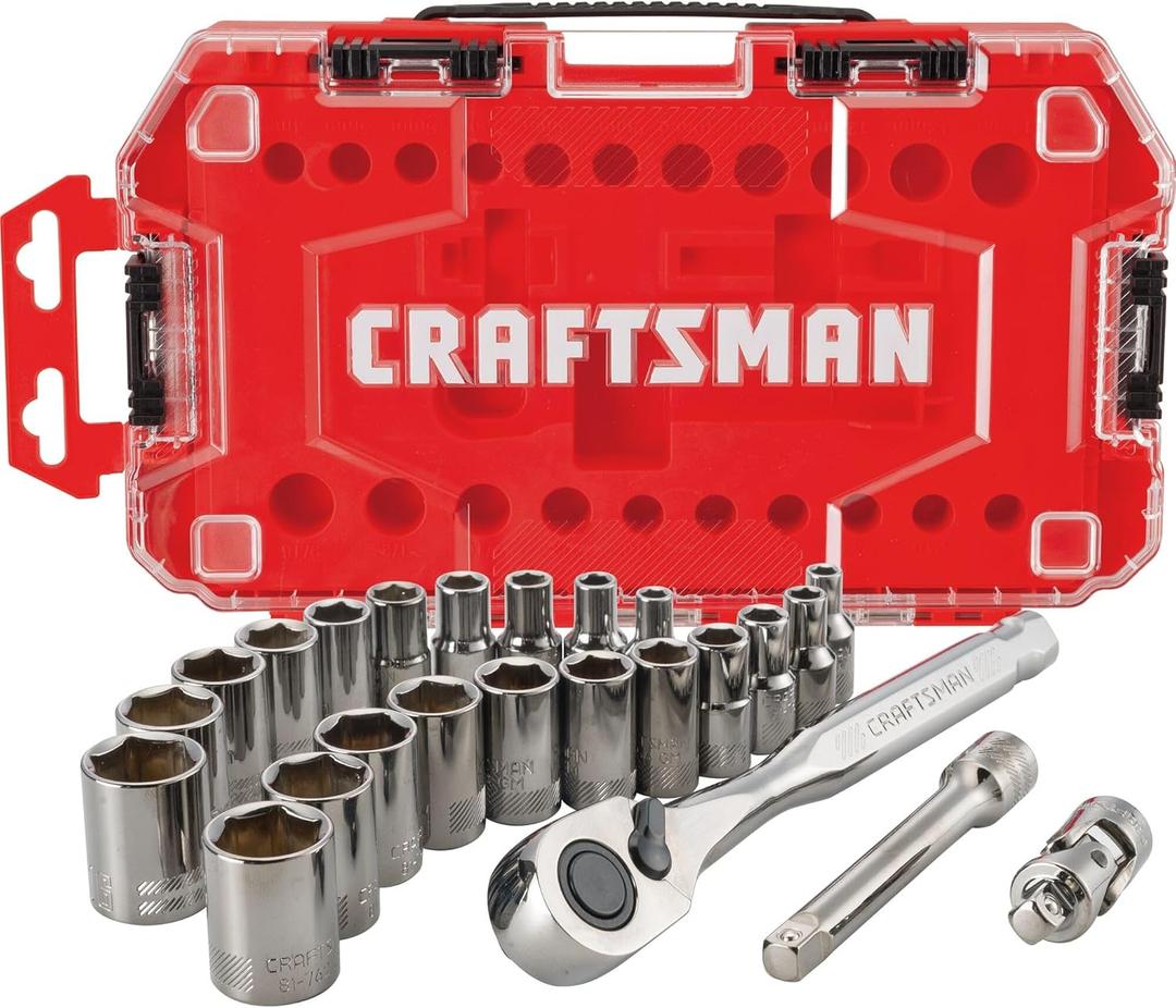 CRAFTSMAN Mechanics Tool Set, 1/4" Drive, SAE/Metric, 24 Piece (CMMT12028)