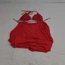 Lilosy Sexy Long Sleeve Mesh Swimsuit 3 Pieces Cover Up Bikini Set (Medium, Smocked Red)