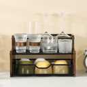 Bathroom Counter OrganizerWood & Iron Spice Rack Organizer - Space Saving Desktop Storage Shelf for Kitchen Countertop, Office, Bathroom,Easy Assembly