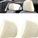 2 PCS Headrest Covers for Cars, Knitted Stretch Breathable Fully Surrounded Car Headrest Cover, Reusable Soft Anti-Dirty Dustproof Headrest Protector, Universal for Most Cars (Beige)