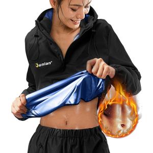 Junlan Sauna Suit for Women Sweat Jacket Gym Workout Vest Sweat Suits for Women (3X-Large, A.blue Tops Only)