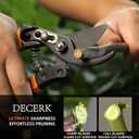 DECERK 8.5" Professional Pruning Shears - Cuts 4X Easier with Ultra Sharp Japanese Steel Titanium Blade, Arthritis Friendly Garden Scissors & Plant Clippers, Effortlessly Prunes 3/4" Branches