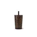 HydroJug Everyday Tumbler 14 oz, Ceramic-Lined Straw Cup, Brown Leopard