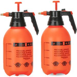 2 Pack Pump sprayers in Lawn and Garden, 2L Handheld Garden Pump Sprayer 0.5 Gallon Water Mist Spray Bottle for Plants, Weed Sprayer with Adjustable Brass Nozzle (2L Orange) (Organge)