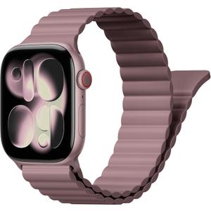 Magnetic Sport Bands for Apple Watch Band 40mm 38mm 41mm 42mm 44mm 45mm 46mm iWatch bands for Women Men,Silicone Loop Strap Wristband for Apple Watch Series 11 10 9 8 7 6 5 4 3 SE 3/2nd Ultra/3/2 49mm (05-Smoke Purple)
