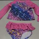 UNIFACO Toddler Girls Swimsuits 3D Glitter Sequins Bathing Suit Long Sleeve Rashguard Set 1-2T