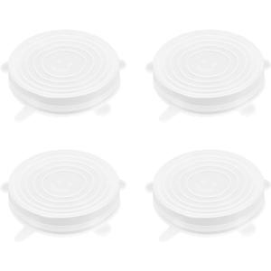 4 Pack 4.5in Reusable Silicone Stretch Lids, Silicone Bowl Covers for Food Storage, Universal Stretchable Lids for Containers Produce, Elastic Expandable Seal Cover, Microwave Freezer Safe (11.5cm)