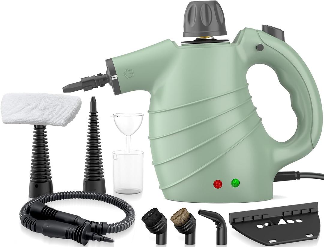 Steam Cleaner, Pressurized Multi-Surface Handheld Steam Cleaner with Safety Lock, Chemical-Free Steam Cleaner for Home with 10 Accessories, Steamer for Cleaning Floor, Upholstery, Couch, Grout & Car