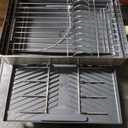 SUNLY Large Dish Drying Rack, Expandable Dish Racks for Kitchen Counter, Space Saving 304 Stainless Steel Drying Rack Kitchen, Extra Large Drainer with Multifunctional Flip Up Pegs, Gray