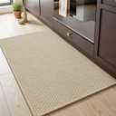 MontVoo Kitchen Rugs Mat Non Slip Washable,Absorbent Kitchen Floor Mat,Rubber Backing Braided Kitchen Mat,Easy to Clean and Maintain Kitchen Mats for Floor(Beige,17"x28")