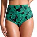 G Gradual Women's High Waisted Bikini Bottoms Tummy Control Swim Bottom Full Coverage Bathing Suit Swimsuit Bottoms for Women (Green, M)