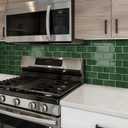 Thick Green Peel and Stick Backsplash Subway Tile 3D Brick Self Adhesvie Wall Tiles for Kitchen Bathroom (10-Sheet, 12"12")