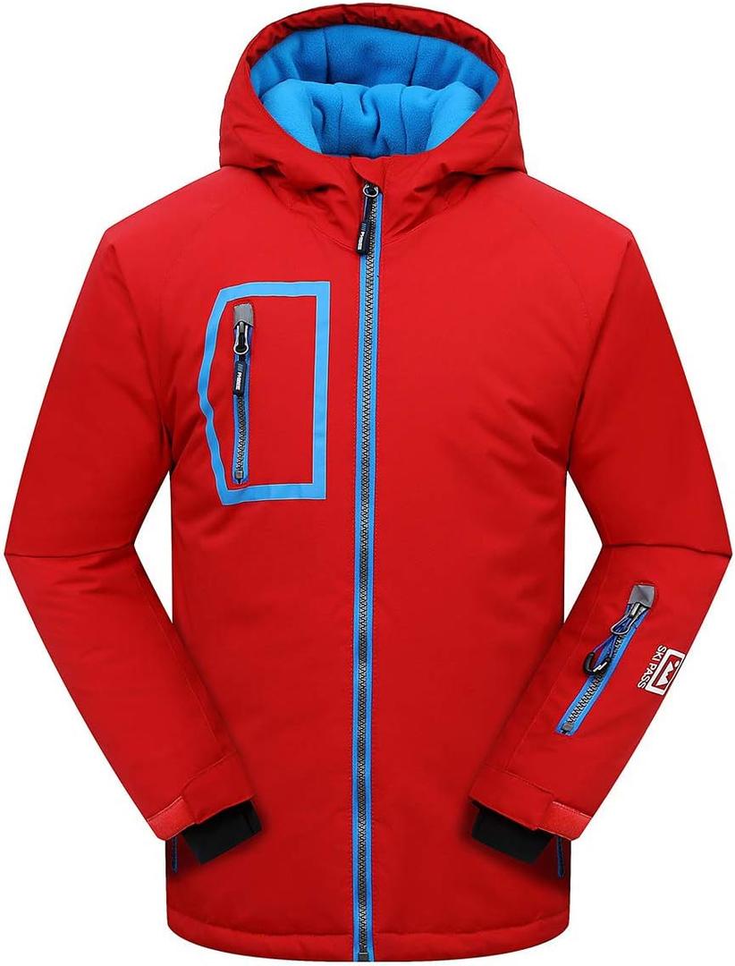 PHIBEE Big Boy's Waterproof Breathable Snowboard Ski Jacket (8, Red)
