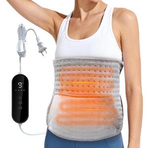 Heating Pad for Back - Electric Heating Pad for Period Cramps Shoulder Pain Relief, 9 Heat Setting and 4 Time Setting, 10.6x22.8 Heat Pad with 24''+17.72''Adjustable Belt