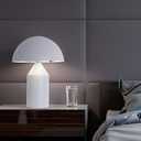 Meefad Mushroom Bedside Lamp, Modern Table Lamp with Heavy Base, Dome Shaped Night Light, Accent Lamp for Bedroom Reading Nightstand (White)