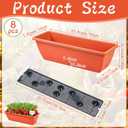 8 Pack 24 Inches Plastic Flower Window Box Planters with Water Absorbing Net Drainage Holes & Visible Water Level Window, Rectangular Vegetable Flower Pots for Indoor Outdoor Garden(Red)