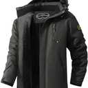 MAOYSSEN Men's Ski Jacket Warm Winter Snow Coat Waterproof Mountain Windbreaker Snowboarding Jacket Hooded for Hiking Travel, L