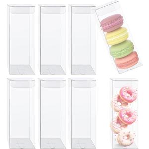 Haploon 100 PCS Clear Favor Boxes for Treats, 2 x 2 x 6 inch Plastic Rectangle Gift Boxes, Transparent Macaron Box for Wedding Christmas Party Birthday