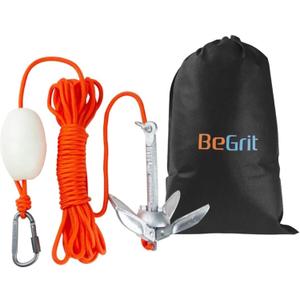 BeGrit Kayak Anchor Small Boat Anchor Folding Marine Anchor for Fishing,Kayak,Paddle Board,Canoe,Jet Ski, with 32.8 ft Anchor Tow Rope Carrying Bag (0.7KG)