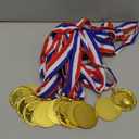 Juvale 12 Pack Award Medals for Adults - Team Participation Trophies with Red, White, and Blue Striped Ribbon, Sports Themed Party Favors (2 in, Metal, Gold)