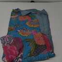 Marubhumi Quilts Indian Handmade, Reversible, Vintage Kantha Quilt, Comforter, Fruit Print Kantha Quilt - Turquoise - King (108 x 108 Inches)