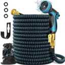 Garden Hose 100 FT Expandable, Lightweight Water Hose with 10 Pattern Spray Nozzle, No-kink Leak-proof Flexible Retractable Stretch Hose with 3/4'' Solid Fittings and 3-Layer Latex Core, Blue