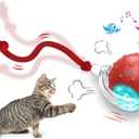 Interactive Cat Toys Ball for Indoor Cats Fast Rolling on Carpet, Chirping & Motion Activate Cat Toys (Red)