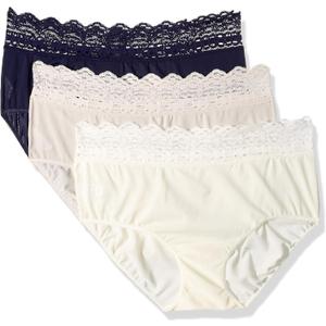 Olga womens Secret Hugs 3 Pack Hipster PantyHipster Panties (Medium, Evening Blue/Butterscotch/Antique Ivory)