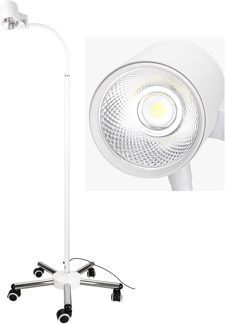 Exam Light 12W LED Medical Exam Lamp Mobile Surgical Examination Lamp Stainless Steel 5-Legged Base