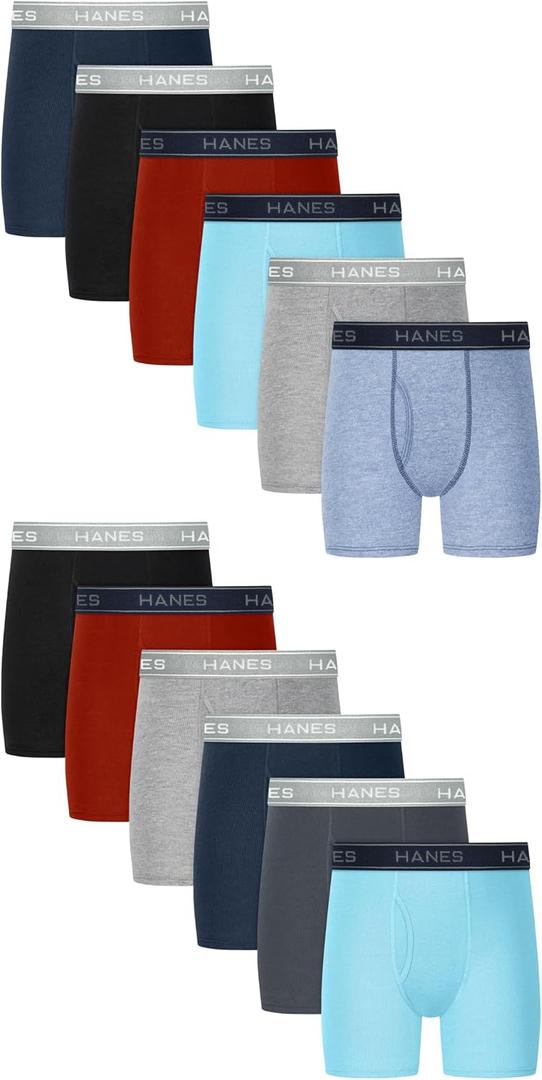 Hanes Boys' Underwear Boxer Briefs Or Briefs Pack, 8 Or 12 Pack, Cotton Stretch Underwear for Boys & Toddler Boys (L)