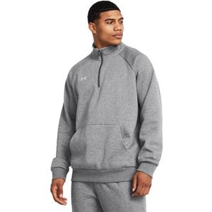 Under Armour Men's Rival Fleece Quarter Zip (Medium, (025) Castlerock Light Heather / / White)