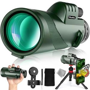 40X60 HD Monocular for Adults, Grade Compact Monocular Telescope with BAK-4 Prism & FMC Lens & Smartphone Holder & Tripod, Stargazing Hunting Bird Watching, Camping Hiking Travel Accessories