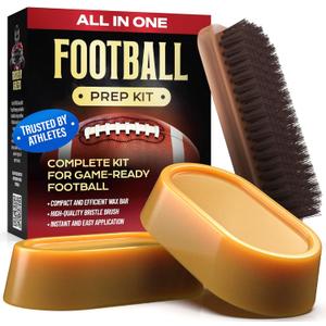 FORTIVO 3 in 1 Football Prep Kit - for Secure Grip and Improved Tack, Leather Football Wax and Accessories for Professional and Youth Players - with 2 Wax Bars & 1 Brush